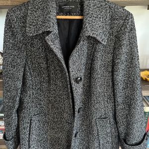 LONDON FOG Women's Single-Breasted Wool Blend Coat Herringbone